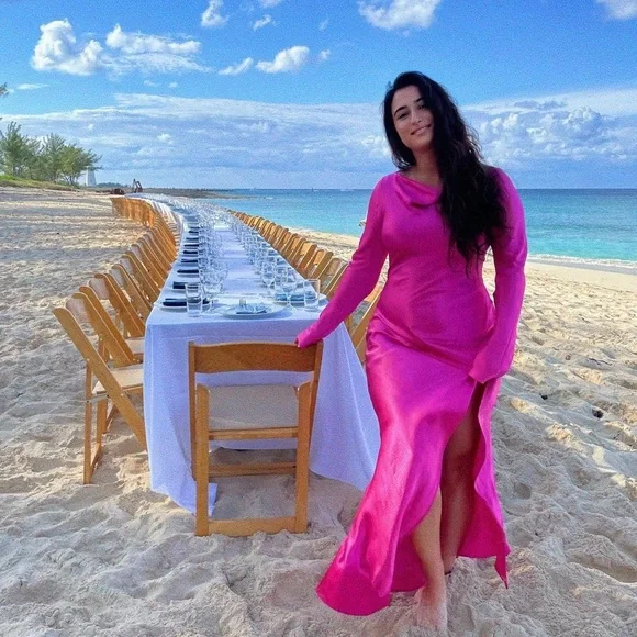 chinese dress ladies Carnation Long Sleeve Knit Maxi Dress main image 0